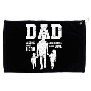 Dad Sons First Hero Daughter Love For Fathers Day Grommeted Golf Towel