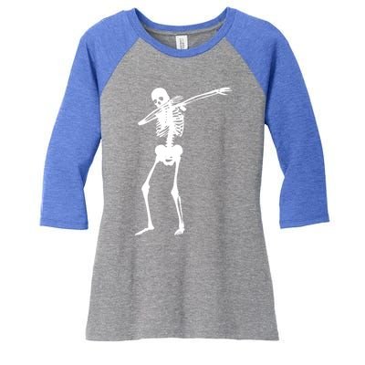 Dabbing Skeleton Funny Dab Dance For Halloween Party Meaningful Gift Women's Tri-Blend 3/4-Sleeve Raglan Shirt