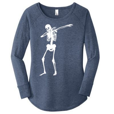 Dabbing Skeleton Funny Dab Dance For Halloween Party Meaningful Gift Women's Perfect Tri Tunic Long Sleeve Shirt