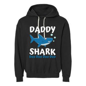 Daddy Shark Fathers Day Gift from Wife Son Daughter Garment-Dyed Fleece Hoodie