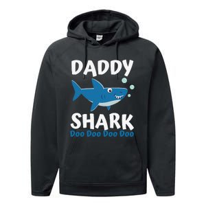 Daddy Shark Fathers Day Gift from Wife Son Daughter Performance Fleece Hoodie