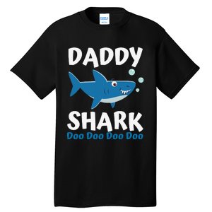 Daddy Shark Fathers Day Gift from Wife Son Daughter Tall T-Shirt