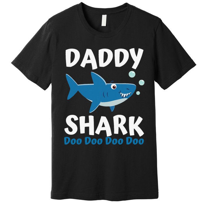 Daddy Shark Fathers Day Gift from Wife Son Daughter Premium T-Shirt