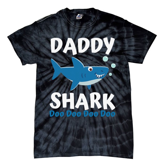 Daddy Shark Fathers Day Gift from Wife Son Daughter Tie-Dye T-Shirt