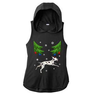 Dalmatian Santa Funny Dog Lover Red Plaid Christmas Tree Cool Gift Ladies PosiCharge Tri-Blend Wicking Draft Hoodie Tank