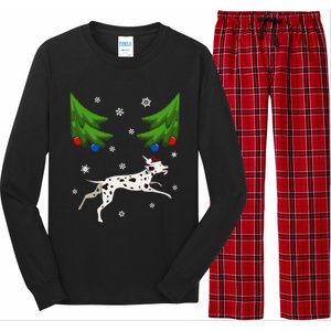 Dalmatian Santa Funny Dog Lover Red Plaid Christmas Tree Cool Gift Long Sleeve Pajama Set