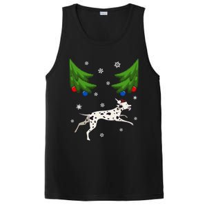 Dalmatian Santa Funny Dog Lover Red Plaid Christmas Tree Cool Gift PosiCharge Competitor Tank