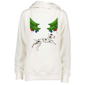 Dalmatian Santa Funny Dog Lover Red Plaid Christmas Tree Cool Gift Womens Funnel Neck Pullover Hood