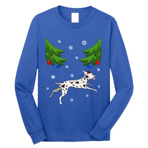 Dalmatian Santa Funny Dog Lover Red Plaid Christmas Tree Cool Gift Long Sleeve Shirt