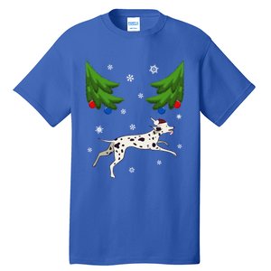 Dalmatian Santa Funny Dog Lover Red Plaid Christmas Tree Cool Gift Tall T-Shirt