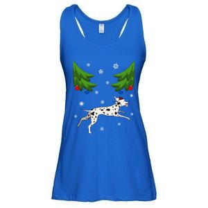 Dalmatian Santa Funny Dog Lover Red Plaid Christmas Tree Cool Gift Ladies Essential Flowy Tank