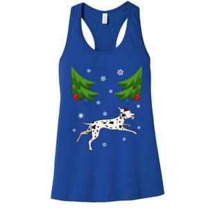 Dalmatian Santa Funny Dog Lover Red Plaid Christmas Tree Cool Gift Women's Racerback Tank