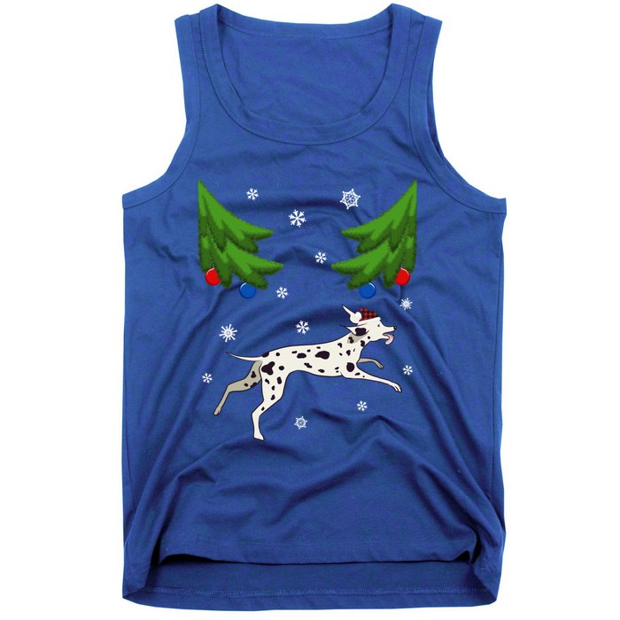 Dalmatian Santa Funny Dog Lover Red Plaid Christmas Tree Cool Gift Tank Top