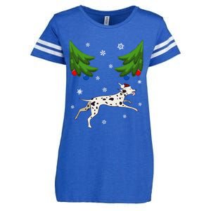 Dalmatian Santa Funny Dog Lover Red Plaid Christmas Tree Cool Gift Enza Ladies Jersey Football T-Shirt