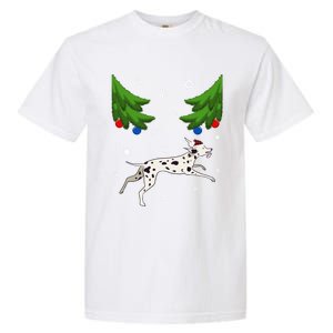 Dalmatian Santa Funny Dog Lover Red Plaid Christmas Tree Cool Gift Garment-Dyed Heavyweight T-Shirt