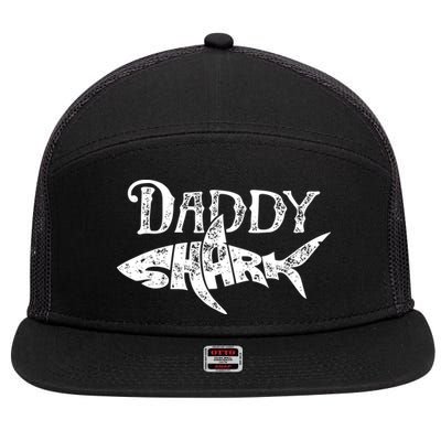 Daddy Shark Fathers Day Gifts Family Matching Dad 7 Panel Mesh Trucker Snapback Hat