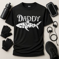 Daddy Shark Fathers Day Gifts Family Matching Dad Cooling Performance Crew T-Shirt