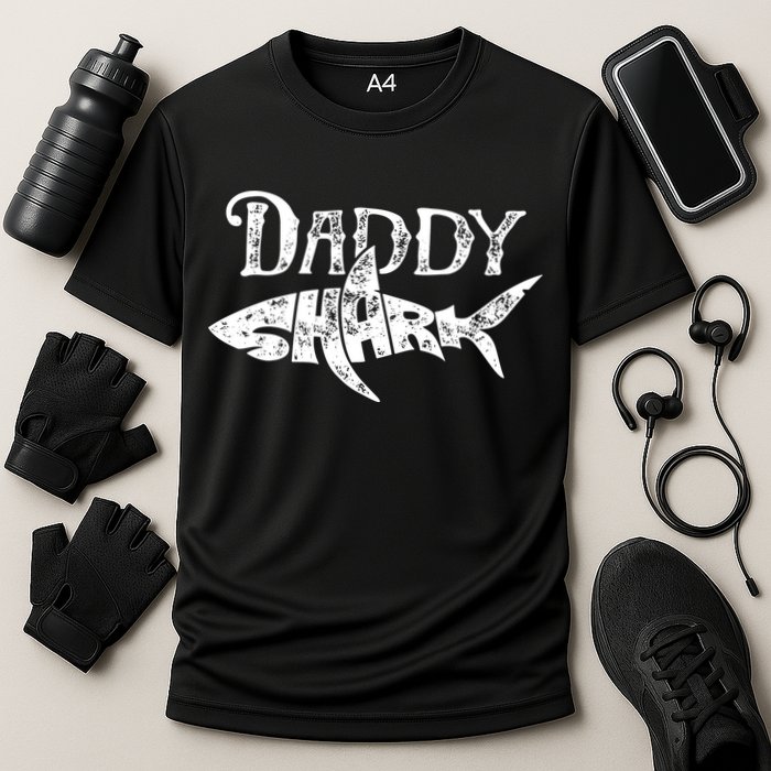 Daddy Shark Fathers Day Gifts Family Matching Dad Cooling Performance Crew T-Shirt