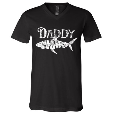 Daddy Shark Fathers Day Gifts Family Matching Dad V-Neck T-Shirt