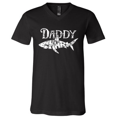 Daddy Shark Fathers Day Gifts Family Matching Dad V-Neck T-Shirt