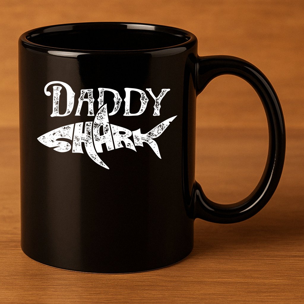 Daddy Shark Fathers Day Gifts Family Matching Dad 11oz C Handle Ceramic Mug