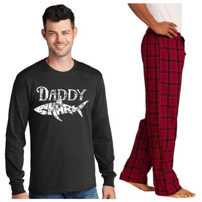 Daddy Shark Fathers Day Gifts Family Matching Dad Long Sleeve Pajama Set