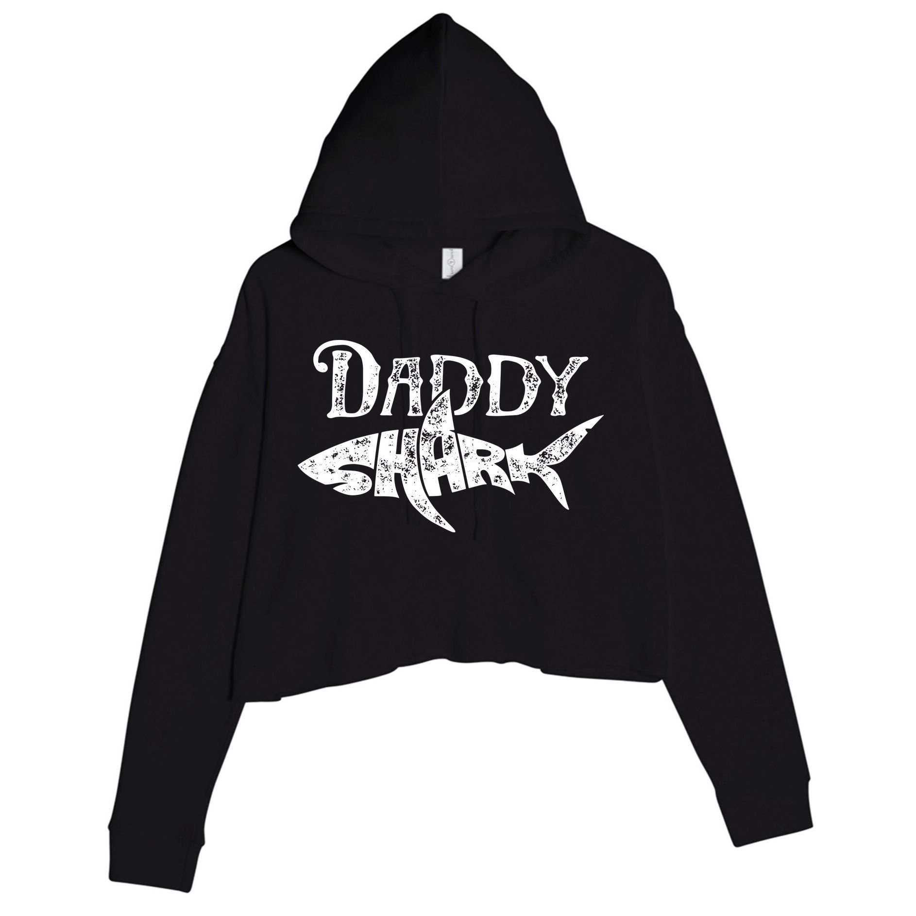 Daddy Shark Fathers Day Gifts Family Matching Dad Crop Fleece Hoodie