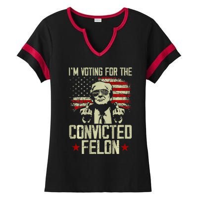 Double Sided Front And Back IM Voting Convicted Felon 2024 Ladies Halftime Notch Neck Tee