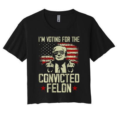 Double Sided Front And Back IM Voting Convicted Felon 2024 Women's Crop Top Tee