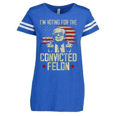 Double Sided Front And Back IM Voting Convicted Felon 2024 Enza Ladies Jersey Football T-Shirt