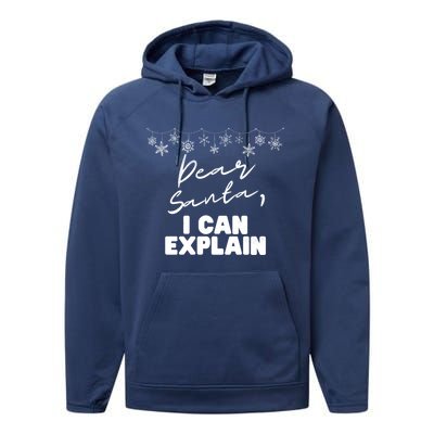 Dear Santa Funny Christmas Holiday Gift Designs Xmas Great Gift Performance Fleece Hoodie