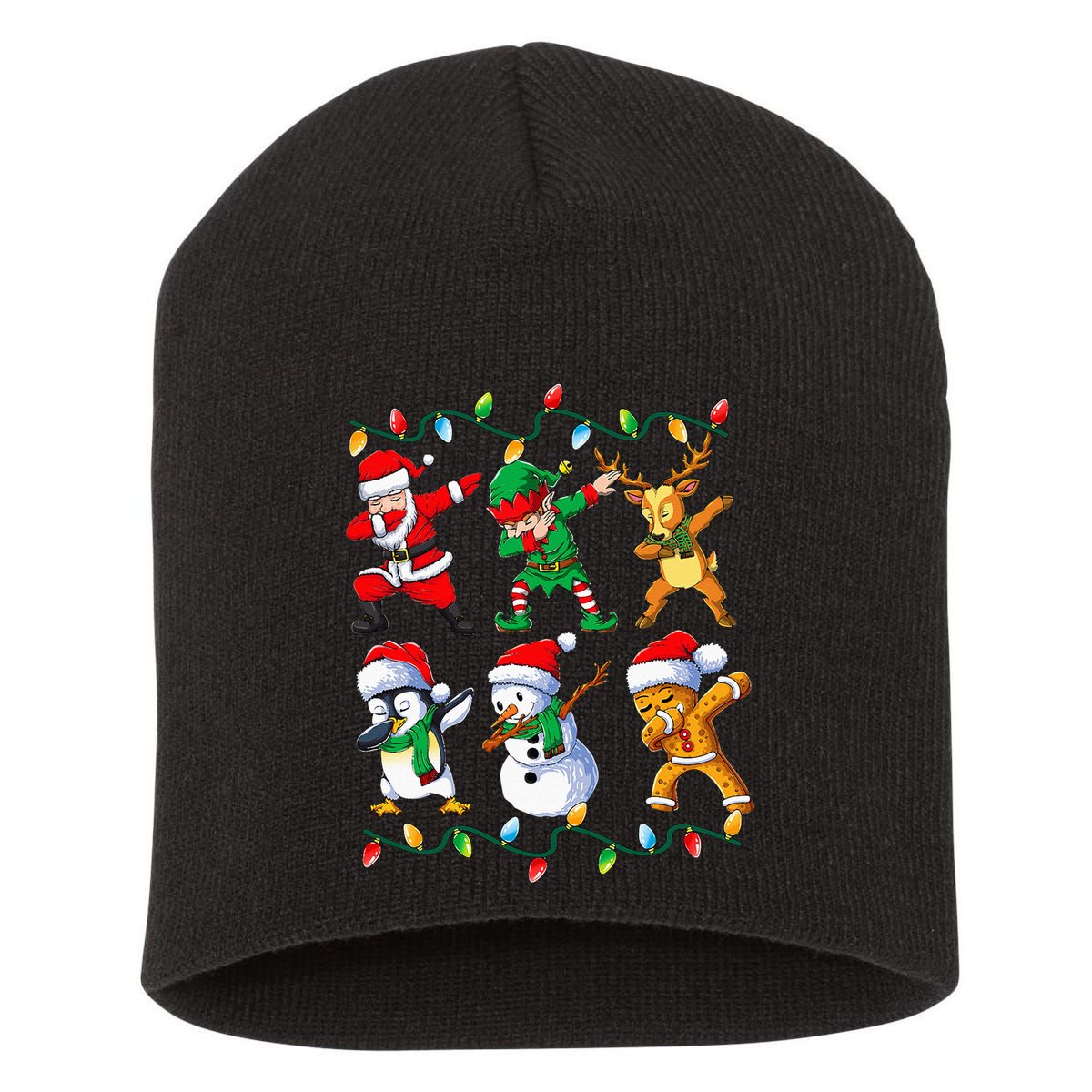 Dabbing Santa Friends Xmas Gifts Kids Girls Christmas Short Acrylic Beanie