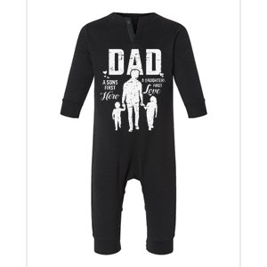 Dad Sons First Hero Daughters Love For Fathers Day Infant Fleece One Piece