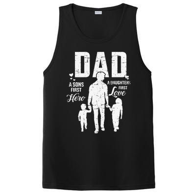 Dad Sons First Hero Daughters Love For Fathers Day PosiCharge Competitor Tank