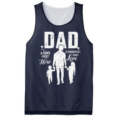 Dad Sons First Hero Daughters Love For Fathers Day Mesh Reversible Basketball Jersey Tank