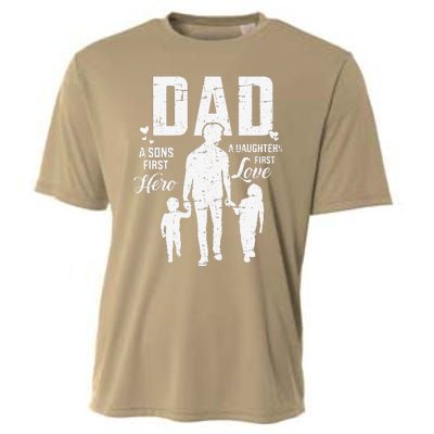 Dad Sons First Hero Daughters Love For Fathers Day Cooling Performance Crew T-Shirt