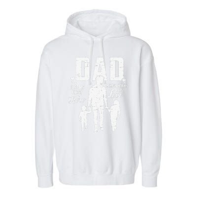 Dad Sons First Hero Daughters Love For Fathers Day Garment-Dyed Fleece Hoodie