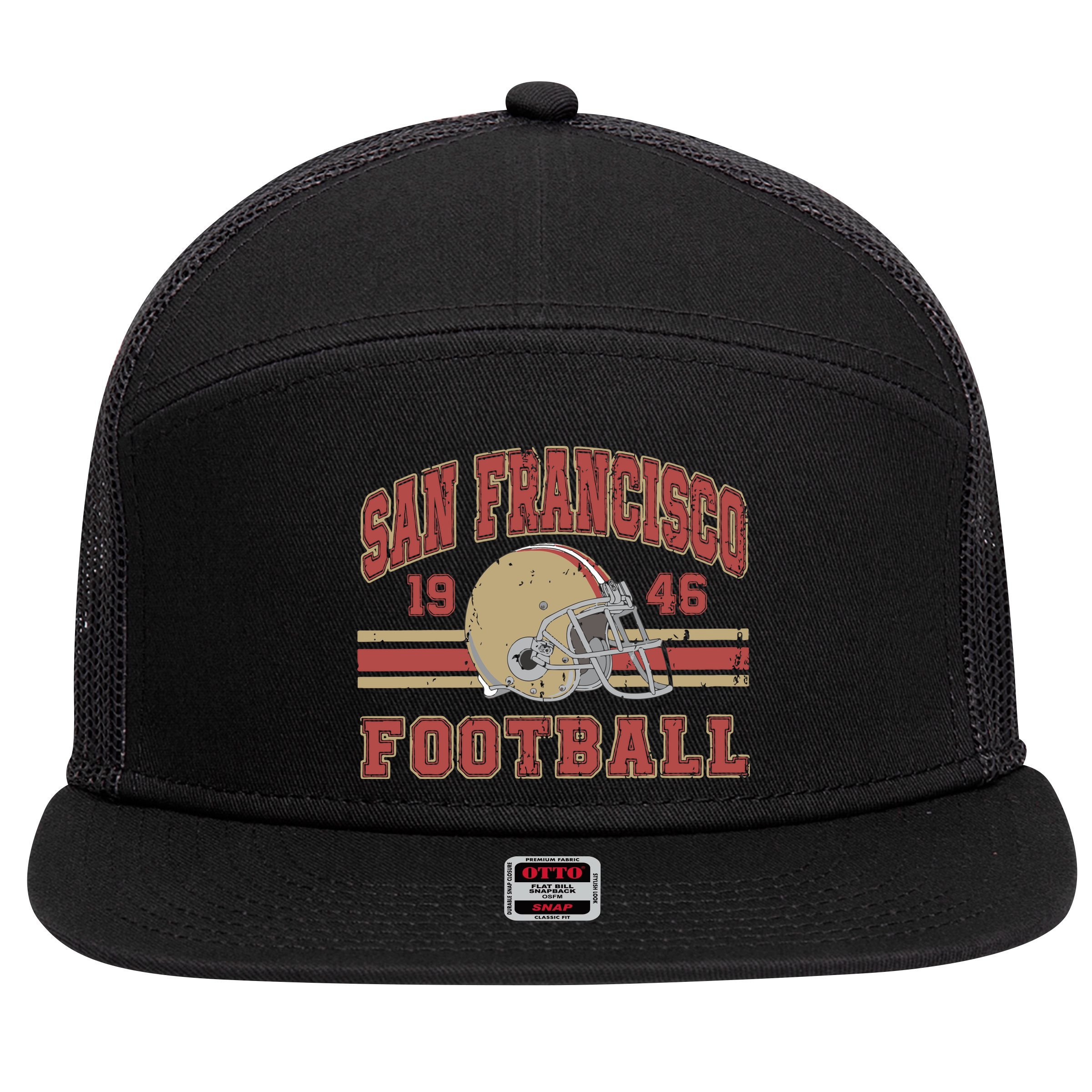 Distressed San Francisco Football 7 Panel Mesh Trucker Snapback Hat