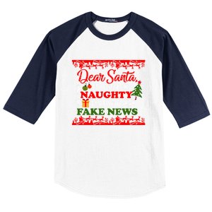 Dear Santa Fake News Trump Christmas Xmas Gift Dults Gift Baseball Sleeve Shirt