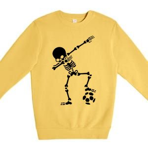 Dabbing Skeleton Football Dab Skeleton Halloween Premium Crewneck Sweatshirt