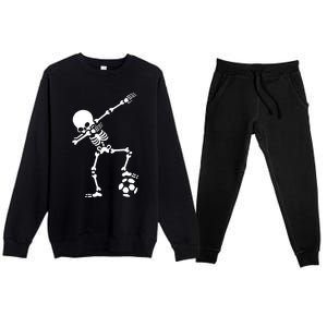 Dabbing Skeleton Football Dab Skeleton Halloween Premium Crewneck Sweatsuit Set