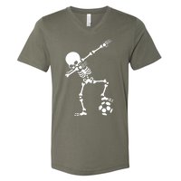 Dabbing Skeleton Football Dab Skeleton Halloween V-Neck T-Shirt