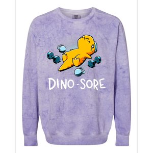 Dino Sore Funny Dinosaur Workout Gym Fitness Lifting Colorblast Crewneck Sweatshirt