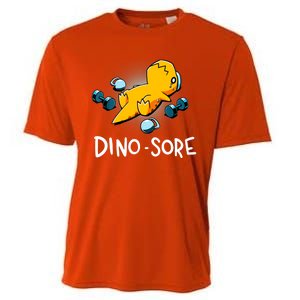 Dino Sore Funny Dinosaur Workout Gym Fitness Lifting Cooling Performance Crew T-Shirt