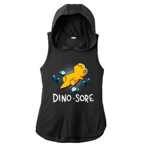 Dino Sore Funny Dinosaur Workout Gym Fitness Lifting Ladies PosiCharge Tri-Blend Wicking Draft Hoodie Tank