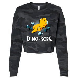 Dino Sore Funny Dinosaur Workout Gym Fitness Lifting Cropped Pullover Crew