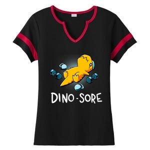 Dino Sore Funny Dinosaur Workout Gym Fitness Lifting Ladies Halftime Notch Neck Tee