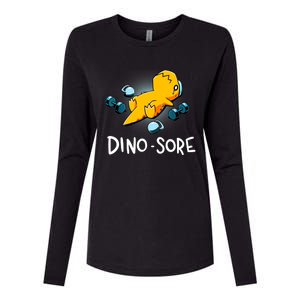 Dino Sore Funny Dinosaur Workout Gym Fitness Lifting Womens Cotton Relaxed Long Sleeve T-Shirt