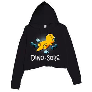 Dino Sore Funny Dinosaur Workout Gym Fitness Lifting Crop Fleece Hoodie