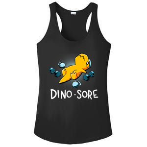 Dino Sore Funny Dinosaur Workout Gym Fitness Lifting Ladies PosiCharge Competitor Racerback Tank